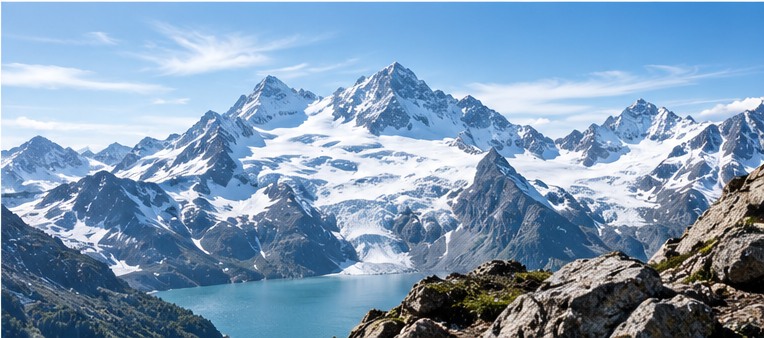 Clear alpine mountain landscape